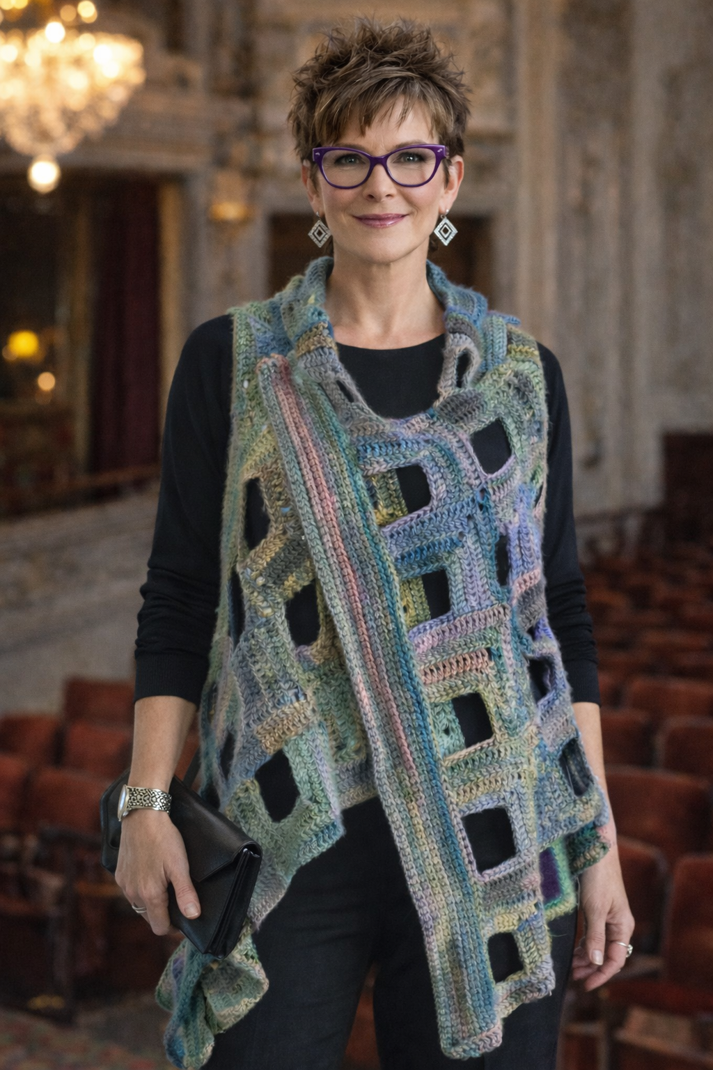 open mitred vest at theatre